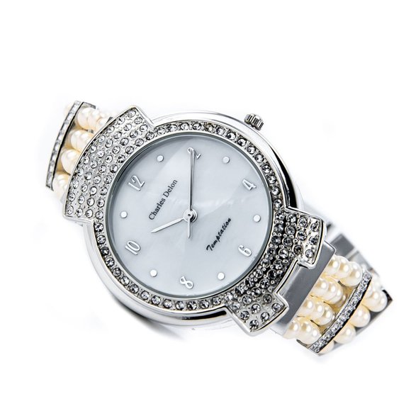 Charles Delon Casual Style Silver/Pearl Watch
